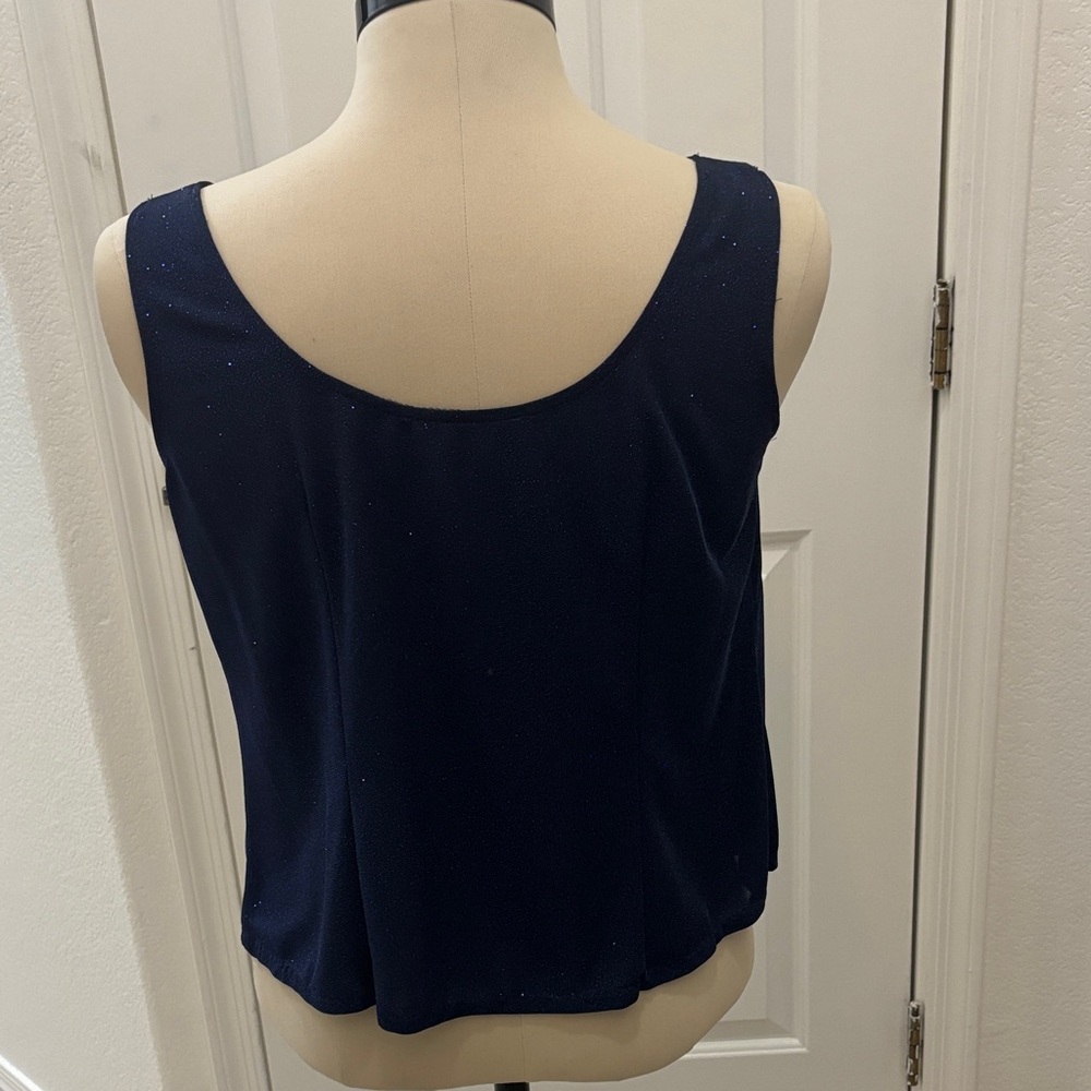 Alex Evenings Navy Glitter Blazer and Tank - Picture 3 of 10
